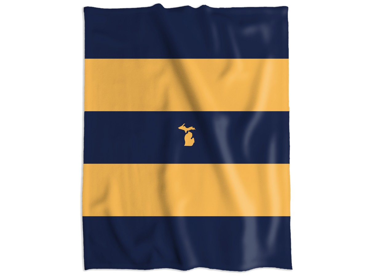 Blue and Gold Stripe - Comfy Cozy Stadium Blanket 60x80