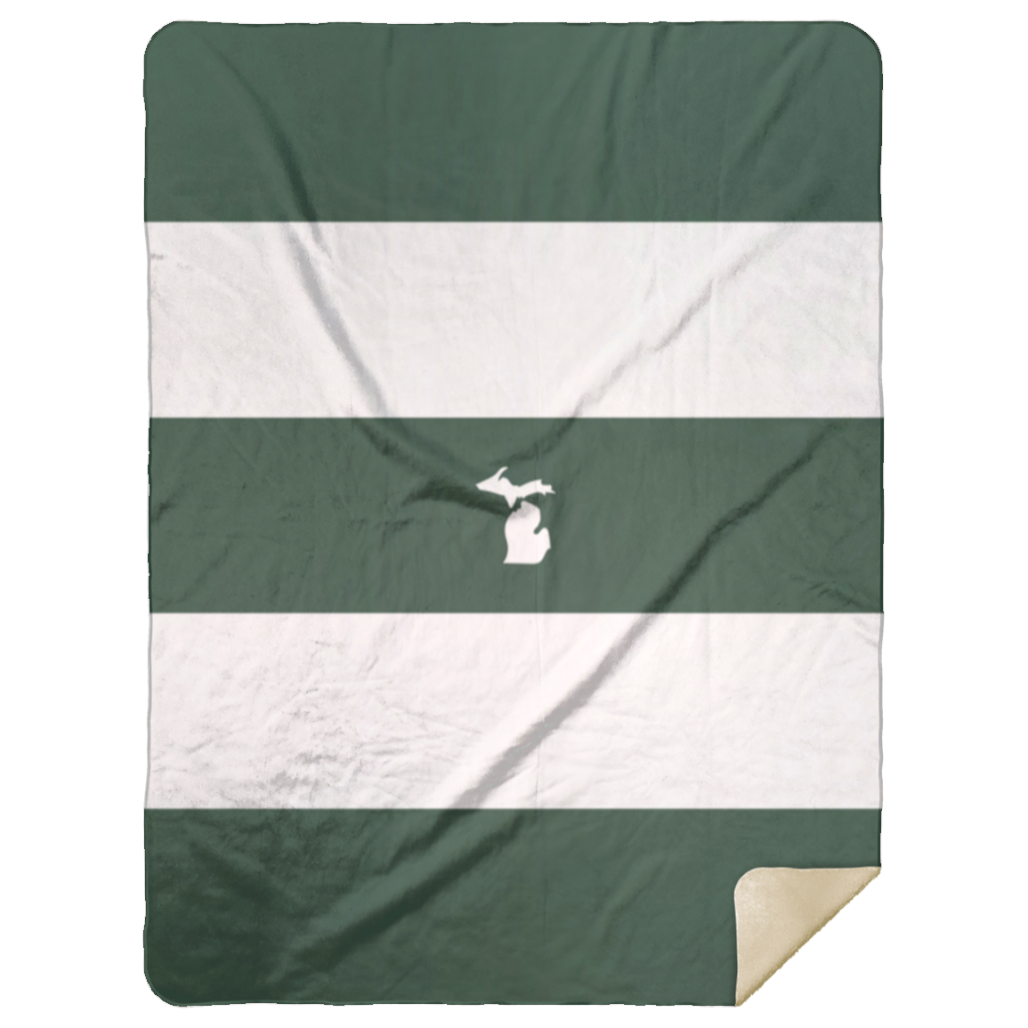 Green and White Stripe - Comfy Cozy Stadium Blanket 60x80