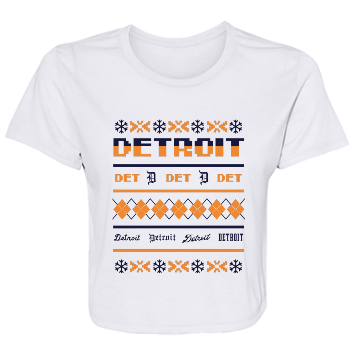 Detroit Baseball Sweater - Navy + Orange Flowy Cropped Tee