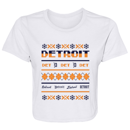 Detroit Baseball Sweater - Navy + Orange Flowy Cropped Tee