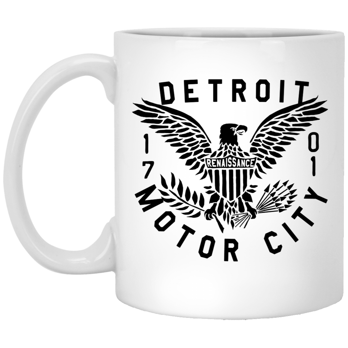 Detroit Eagle - Black White Mug
