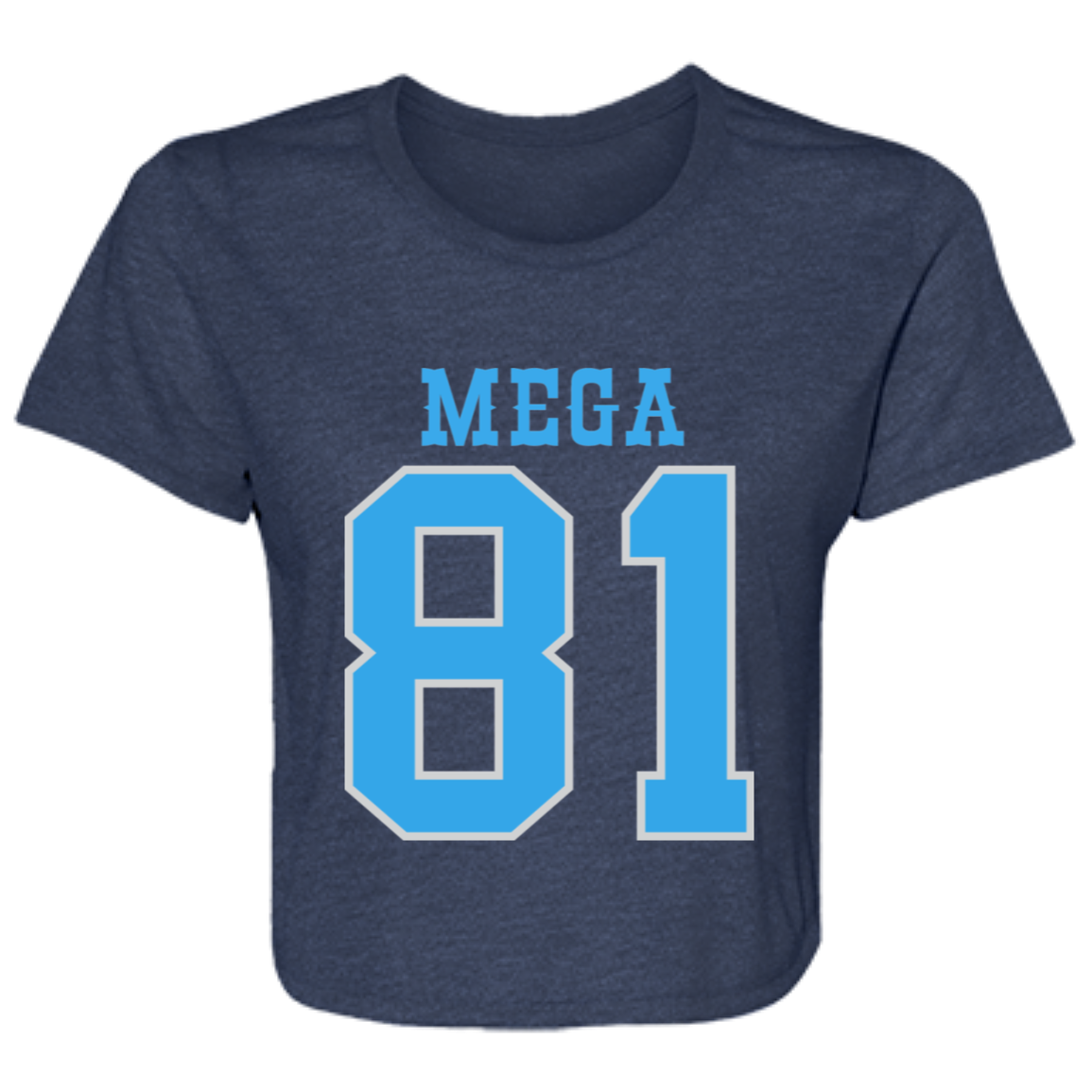 Detroit Football Number 81 - Light Blue + Silver Flowy Cropped Tee