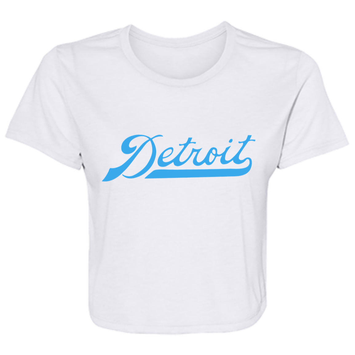 Detroit Football Script - Light Blue Flowy Cropped Tee