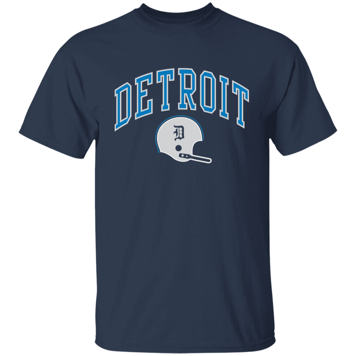 Detroit Football Helmet - Blue + Silver Kids Unisex Classic T-Shirt