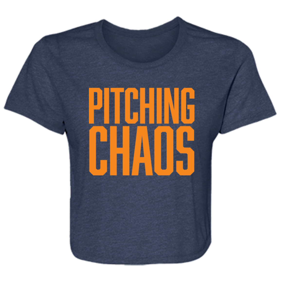 Pitching Chaos - Orange Women's Flowy Cropped T-Shirt