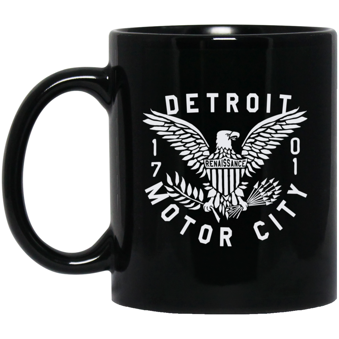 Detroit Eagle - White Black Mug