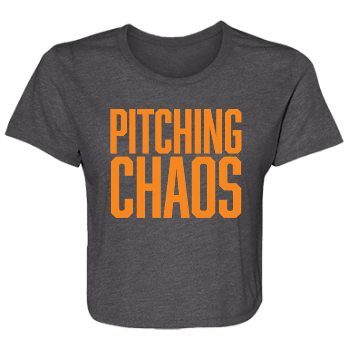 Pitching Chaos - Orange Women's Flowy Cropped T-Shirt