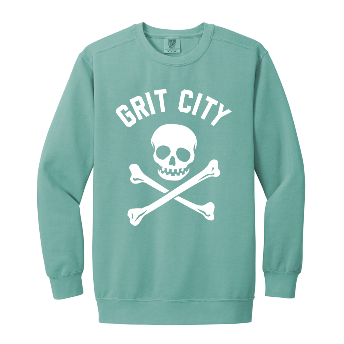 Grit City Cross Bones - White Vintage Wash Crewneck Sweatshirt