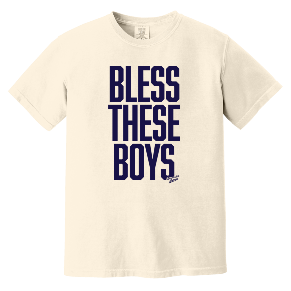Bless These Boys Block Font - Navy Vintage Washed T-Shirt
