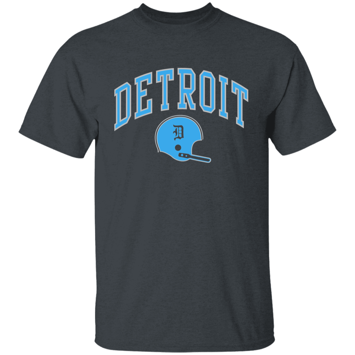 Detroit Football Helmet - Light Blue + Silver Kids Unisex Classic T-Shirt