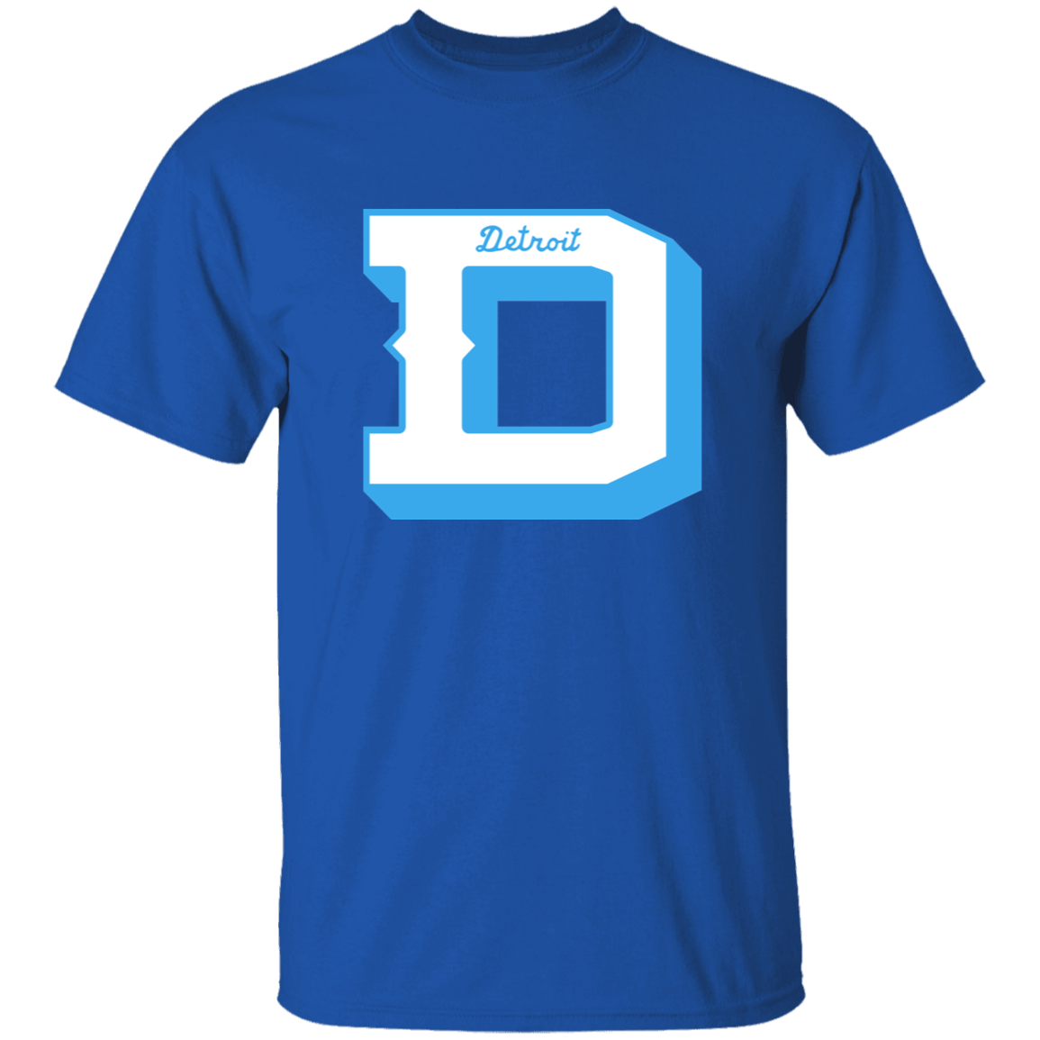 Detroit Football D - White + Light Blue Kids Unisex Classic T-Shirt