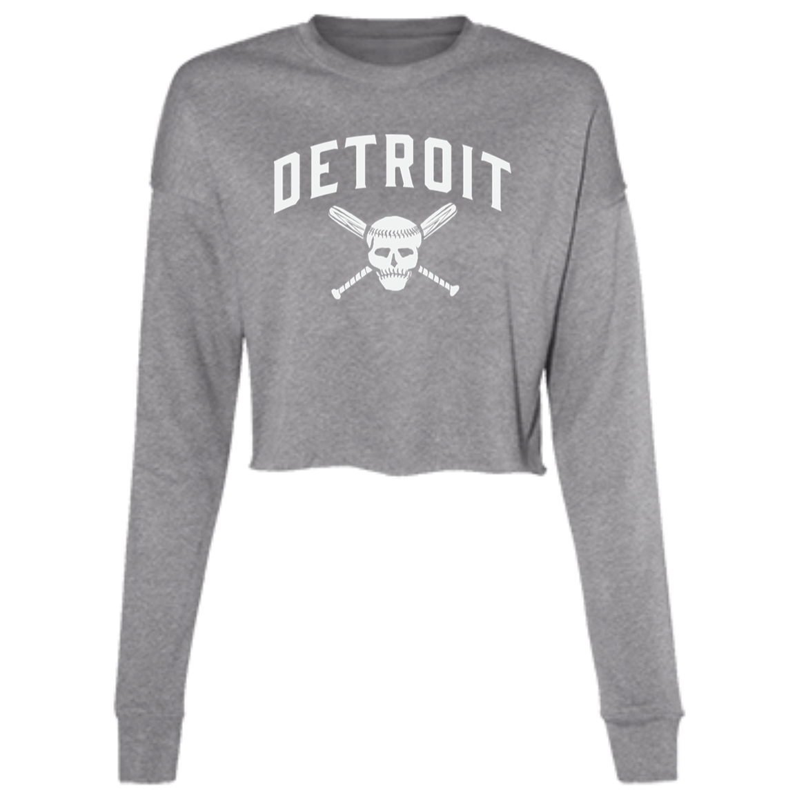 Detroit Skull and Crossbones - White Women's Cropped Crewneck Sweatshirt