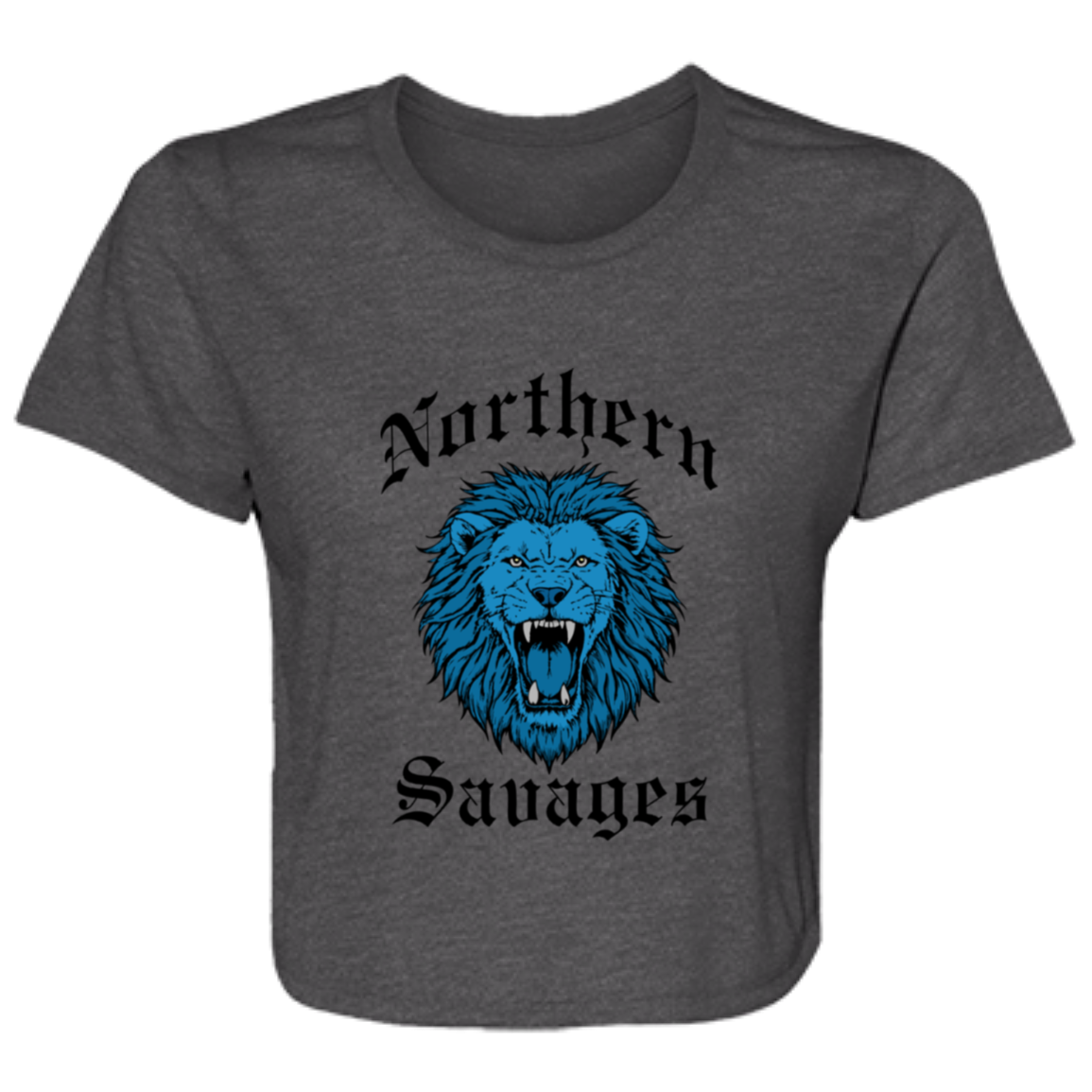 Northern Savages - Honolulu Blue + Black Flowy Cropped Tee