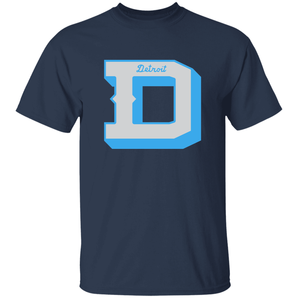 Detroit Football D - Silver + Light Blue Kids Unisex Classic T-Shirt
