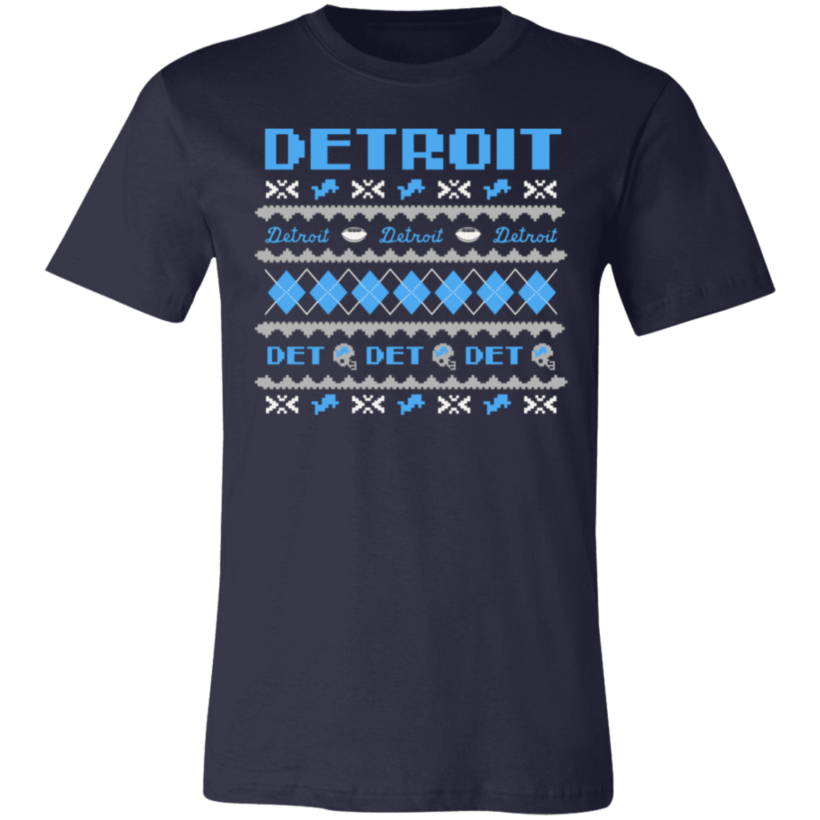 Detroit Football Sweater - Blue + White Unisex Classic T-Shirt
