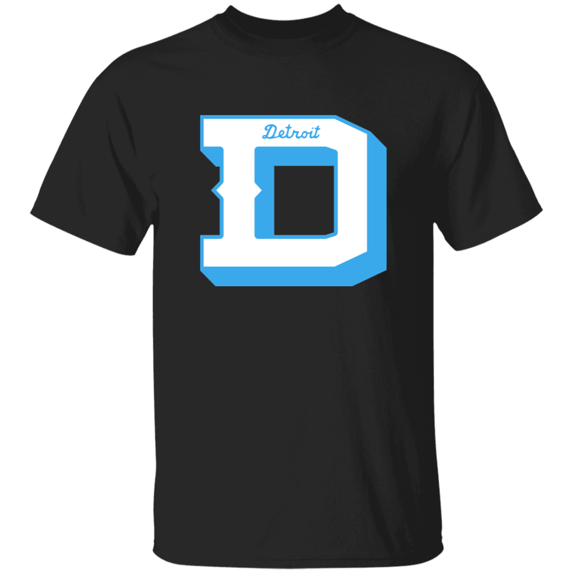 Detroit Football D - White + Light Blue Kids Unisex Classic T-Shirt