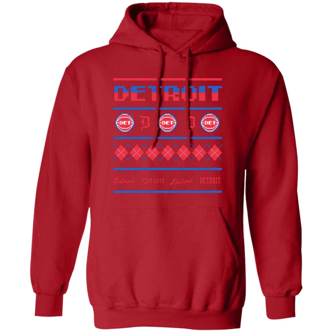 Detroit Basketball Sweater - Red Classic Unisex Hoodie