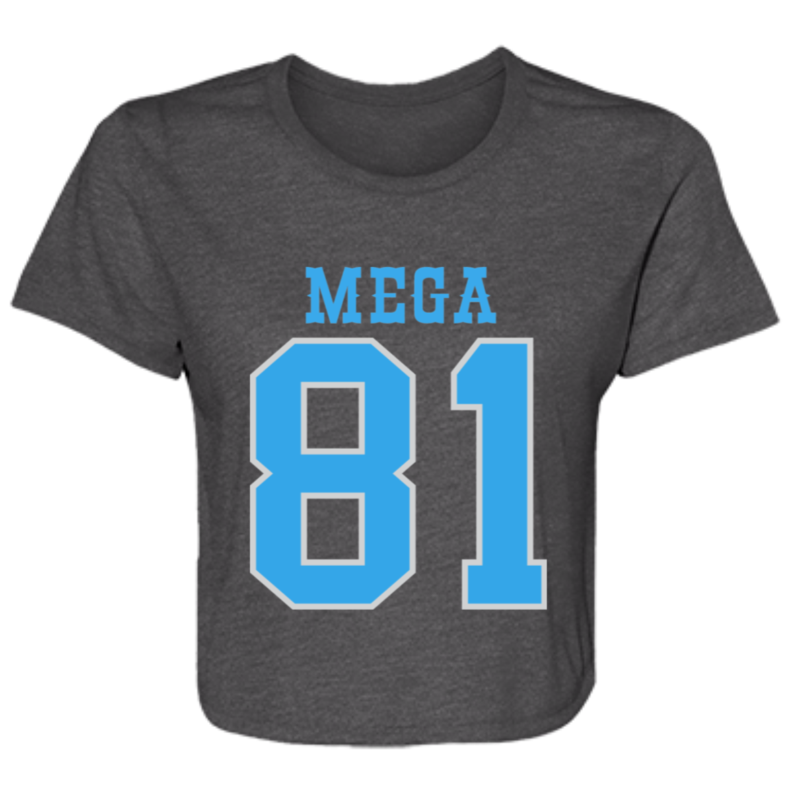 Detroit Football Number 81 - Light Blue + Silver Flowy Cropped Tee