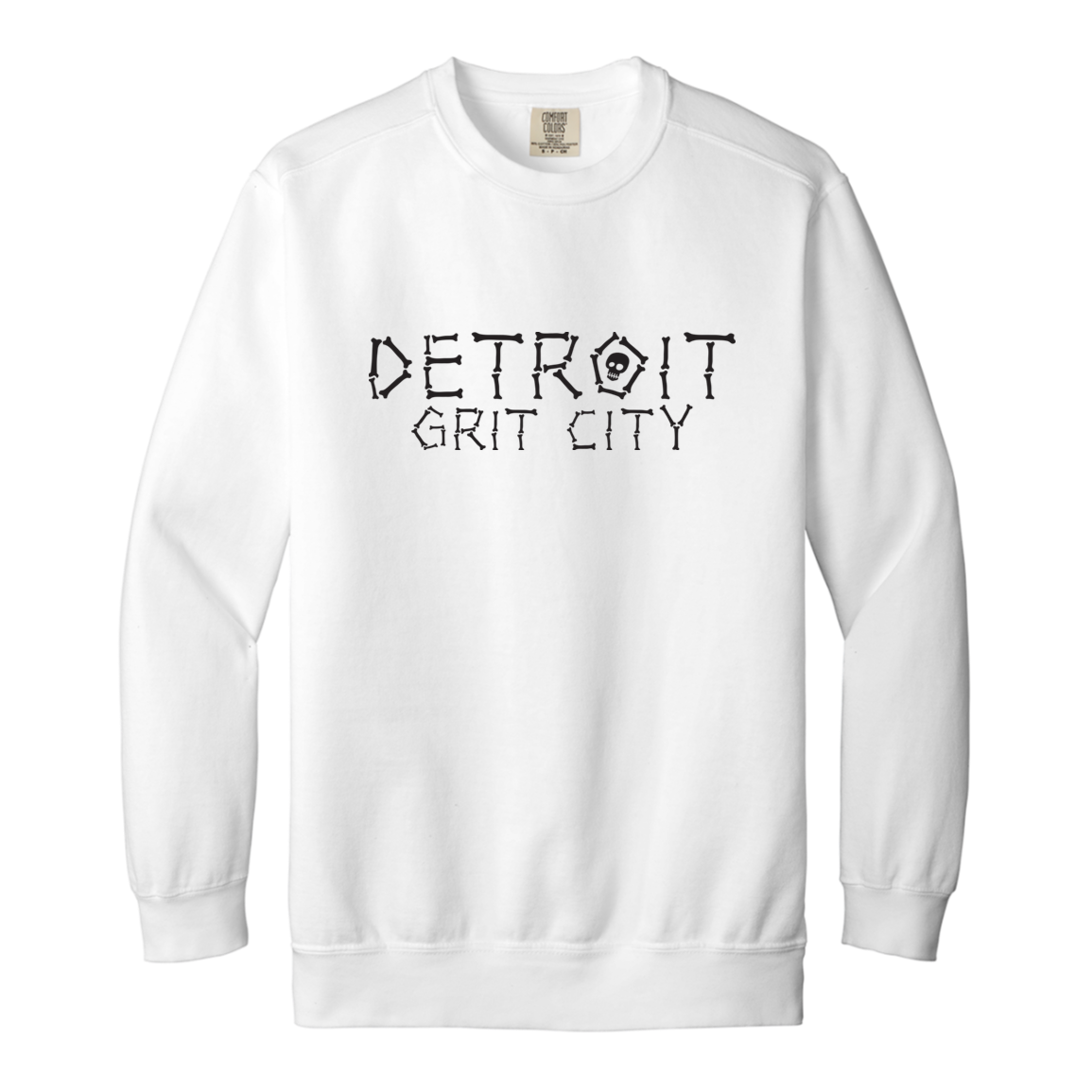 Detroit Grit City Bones - Black Vintage Wash Crewneck Sweatshirt