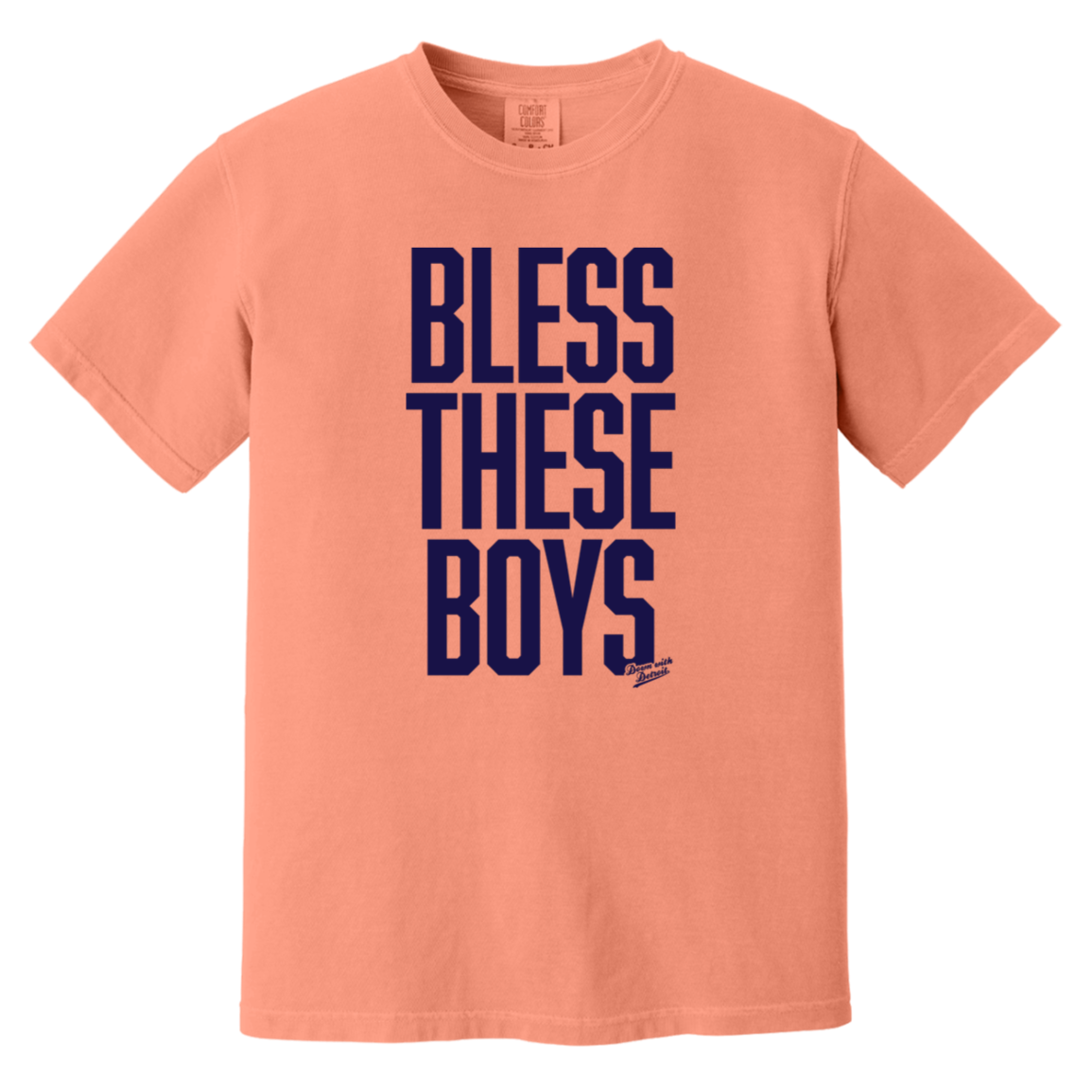 Bless These Boys Block Font - Navy Vintage Washed T-Shirt