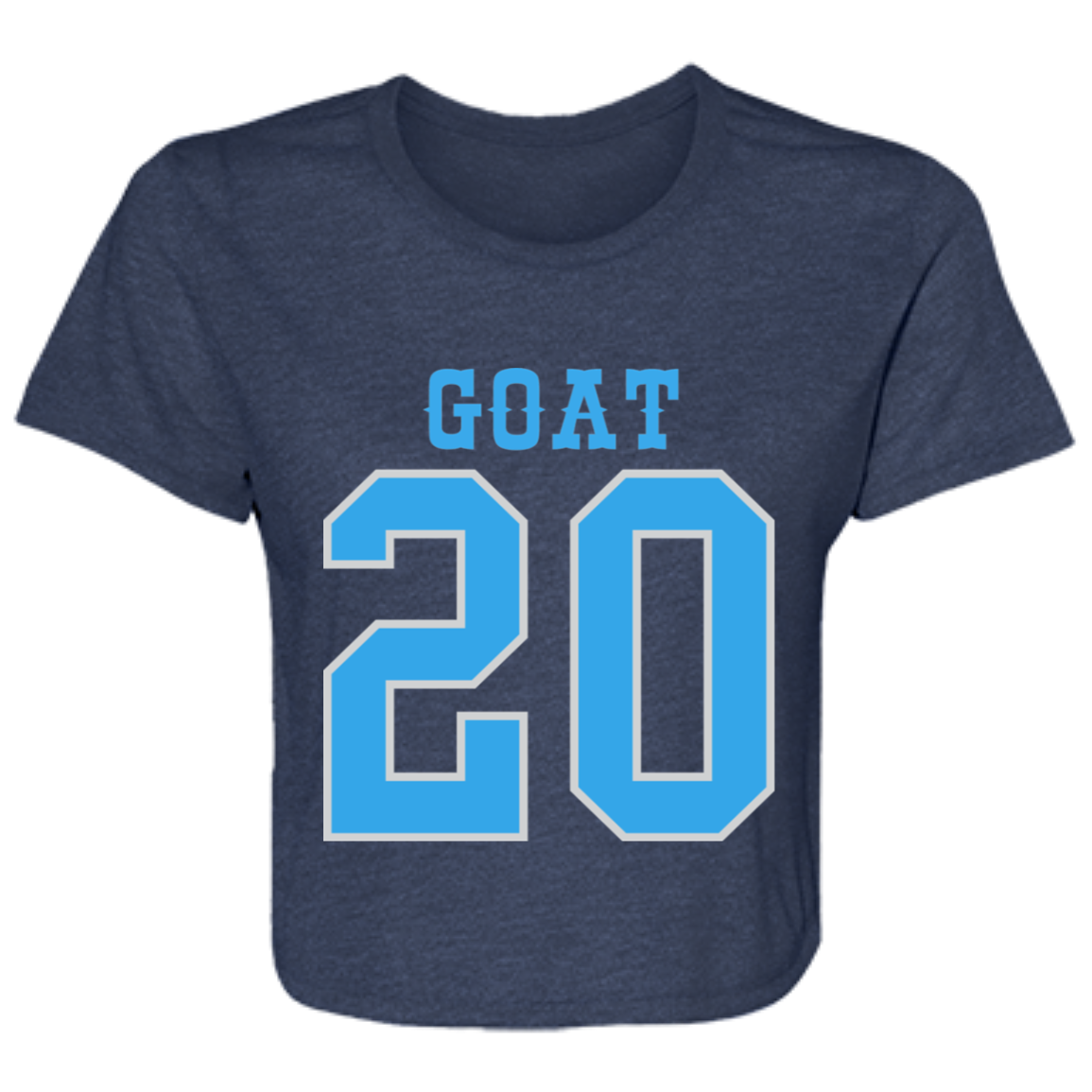 Detroit Football Number 20 - Light Blue + Silver Flowy Cropped Tee