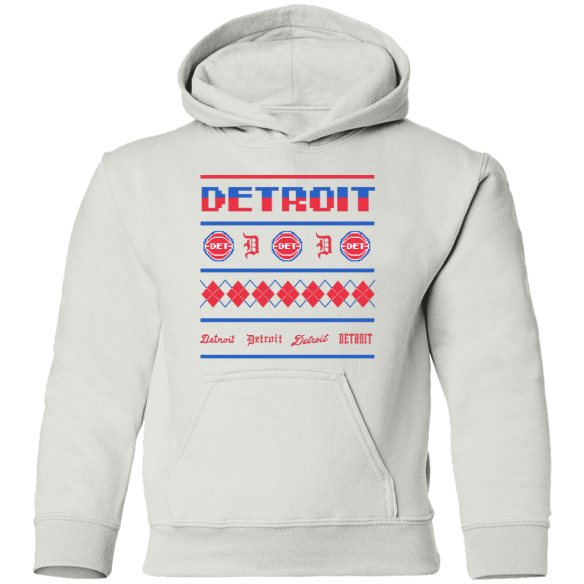 Detroit Basketball Sweater - Red Kids Unisex Classic Hoodie