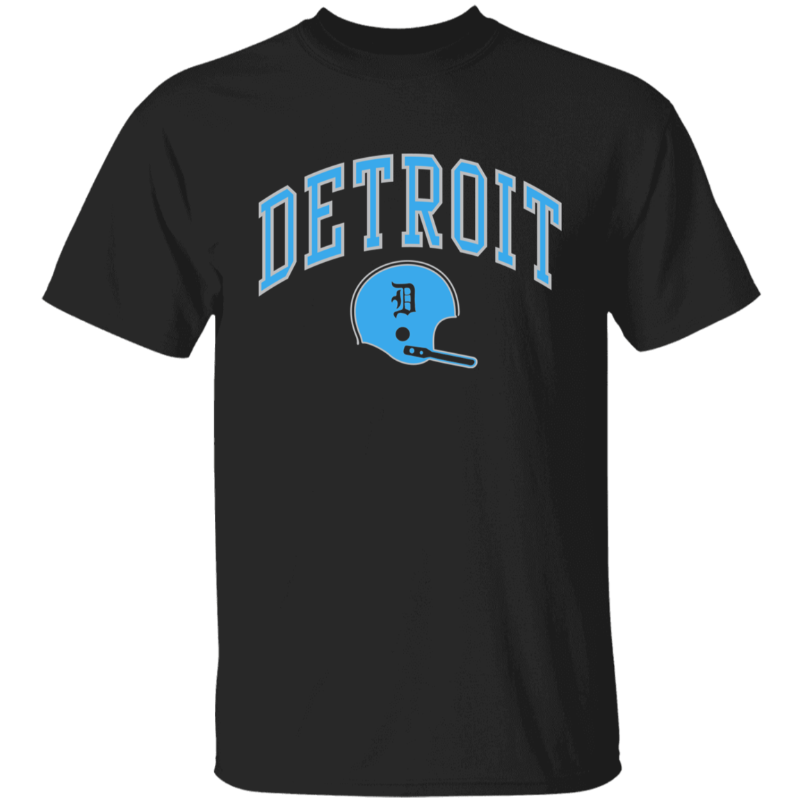 Detroit Football Helmet - Light Blue + Silver Kids Unisex Classic T-Shirt