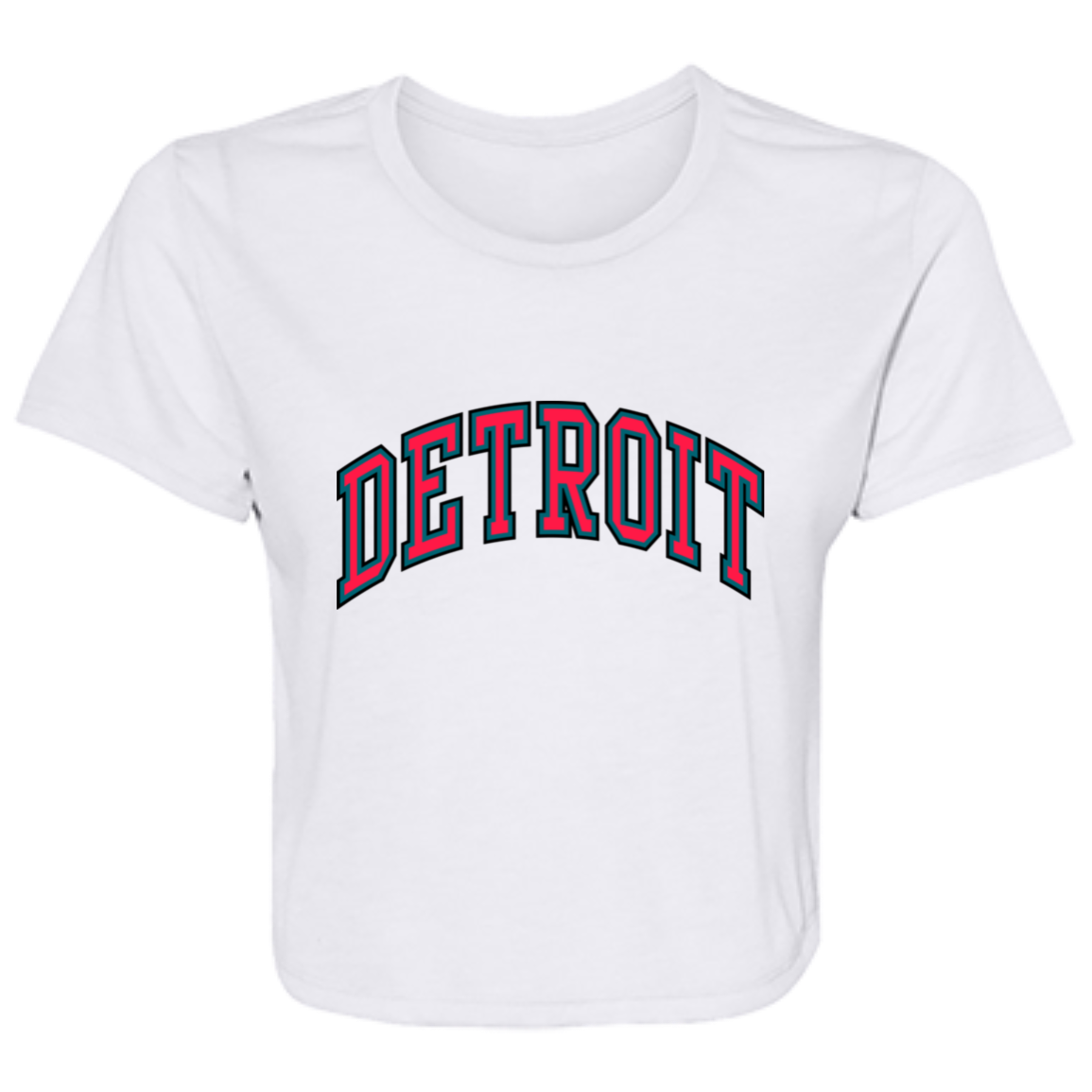 Detroit Basketball Arch - Teal Flowy Cropped Tee