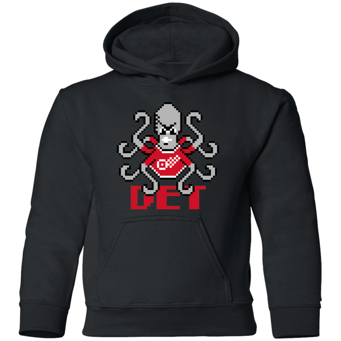 8bit Det Octopus - Red Kids Unisex Classic Hoodie