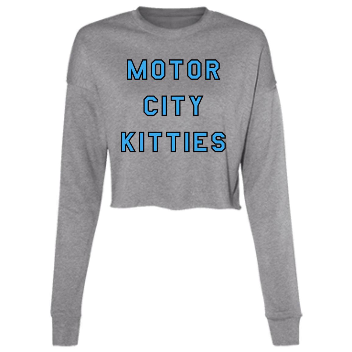 Motor City Kitties - Light Blue + Black Women's Cropped Crewneck Sweatshirt