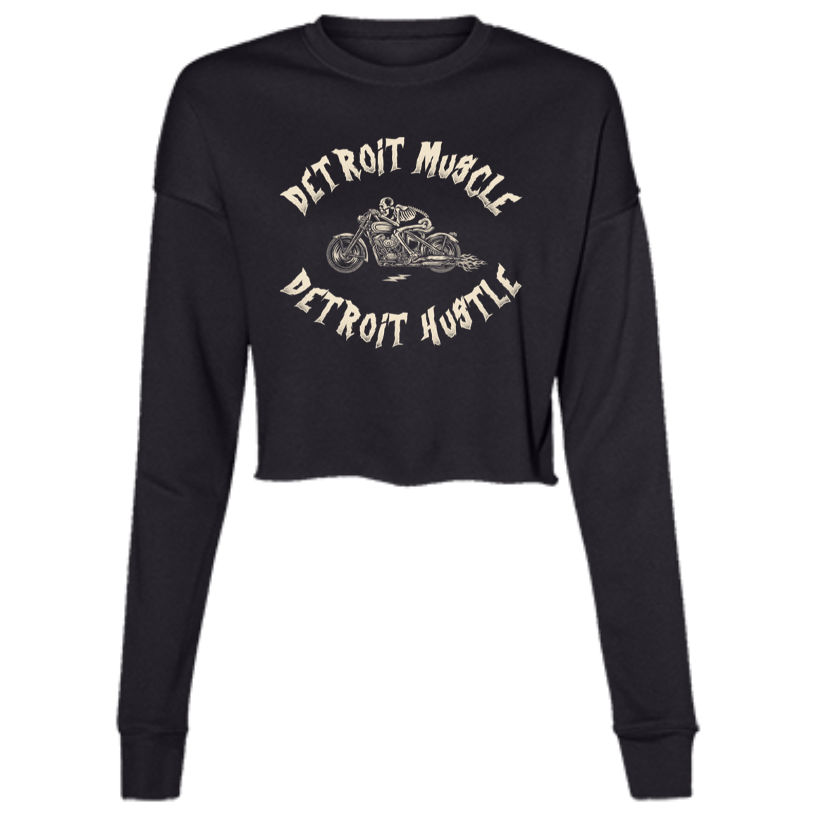 Detroit Muscle Detroit Hustle - Cream Women's Cropped Crewneck Sweatshirt