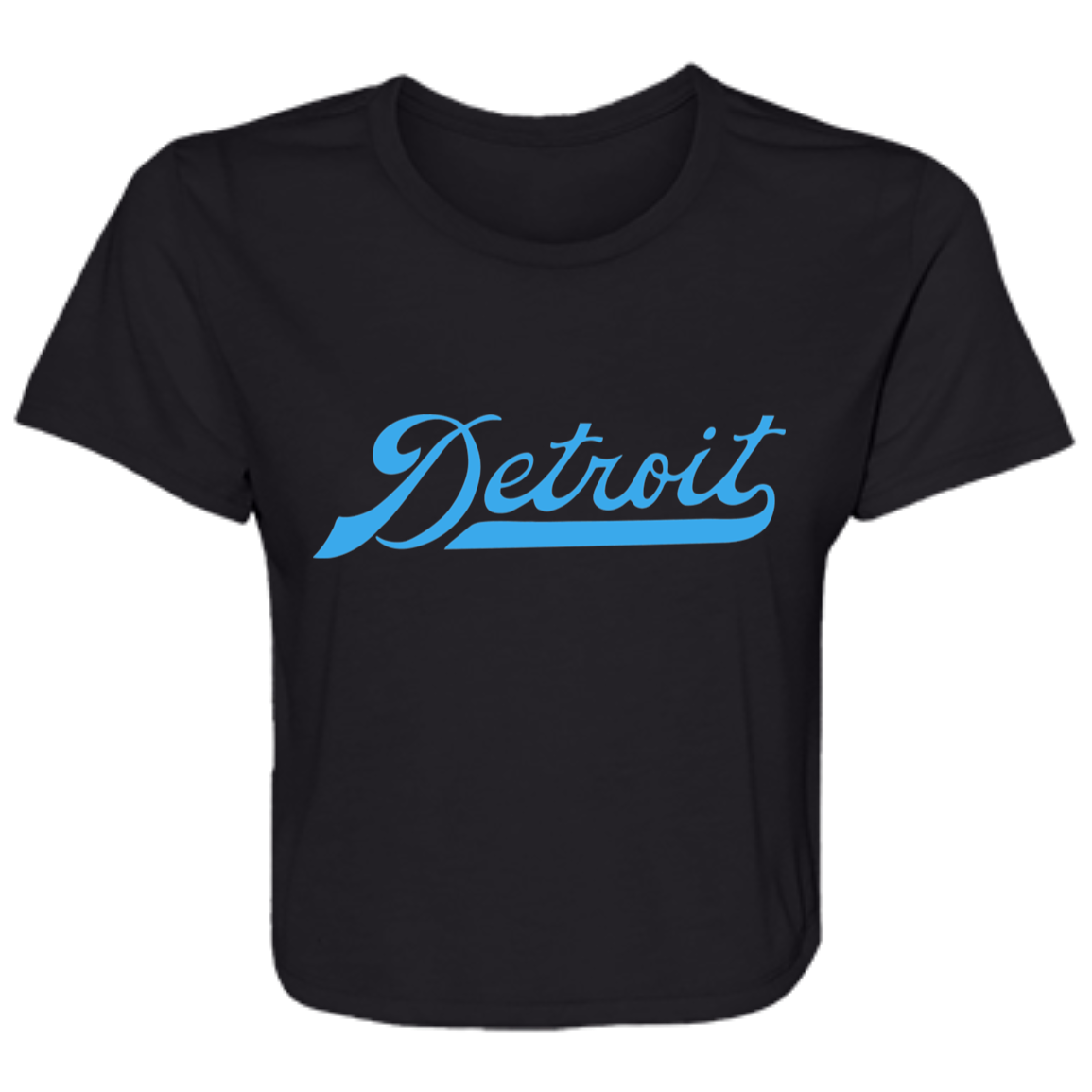 Detroit Football Script - Light Blue Flowy Cropped Tee