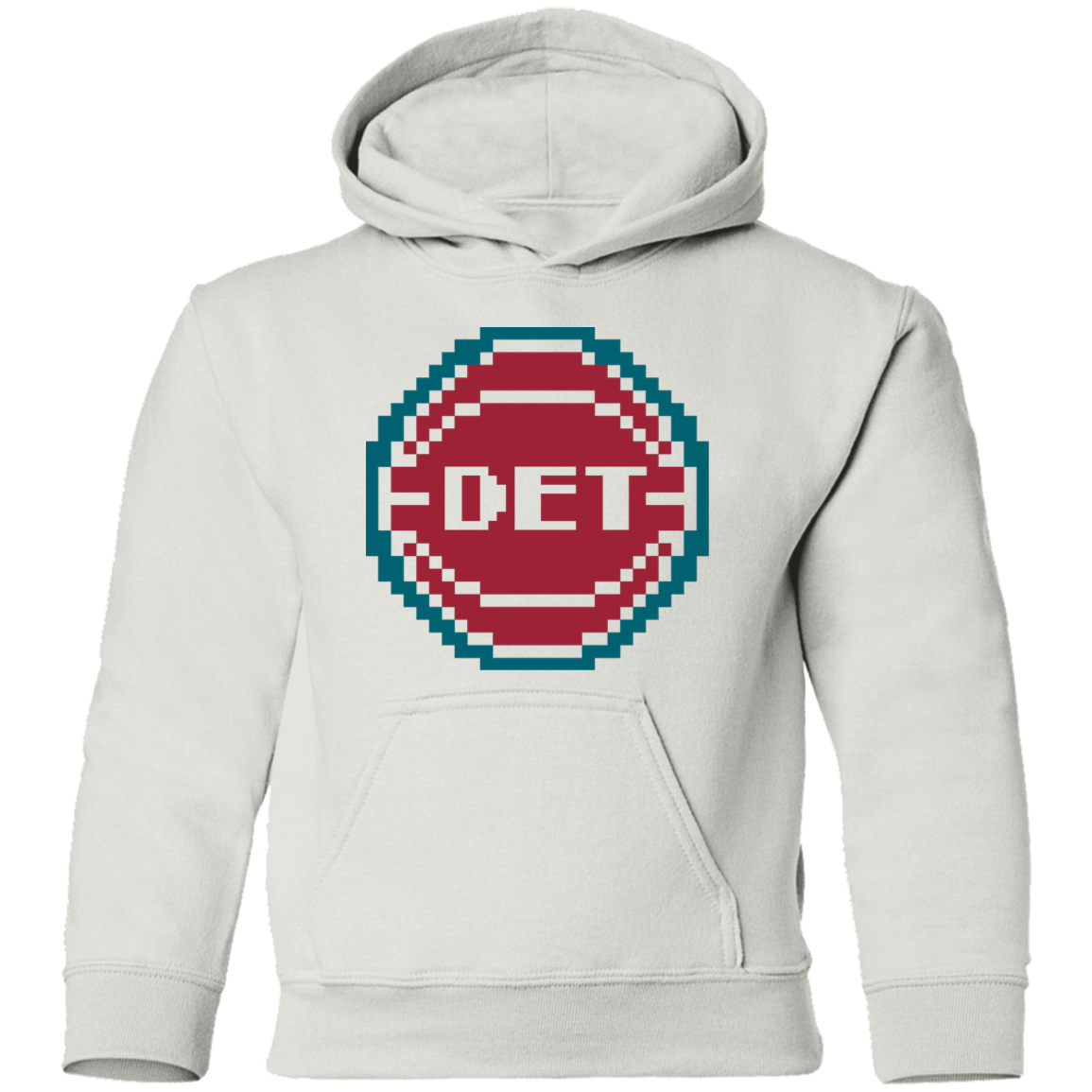 8bit Detroit Basketball - Teal Kids Unisex Classic Hoodie