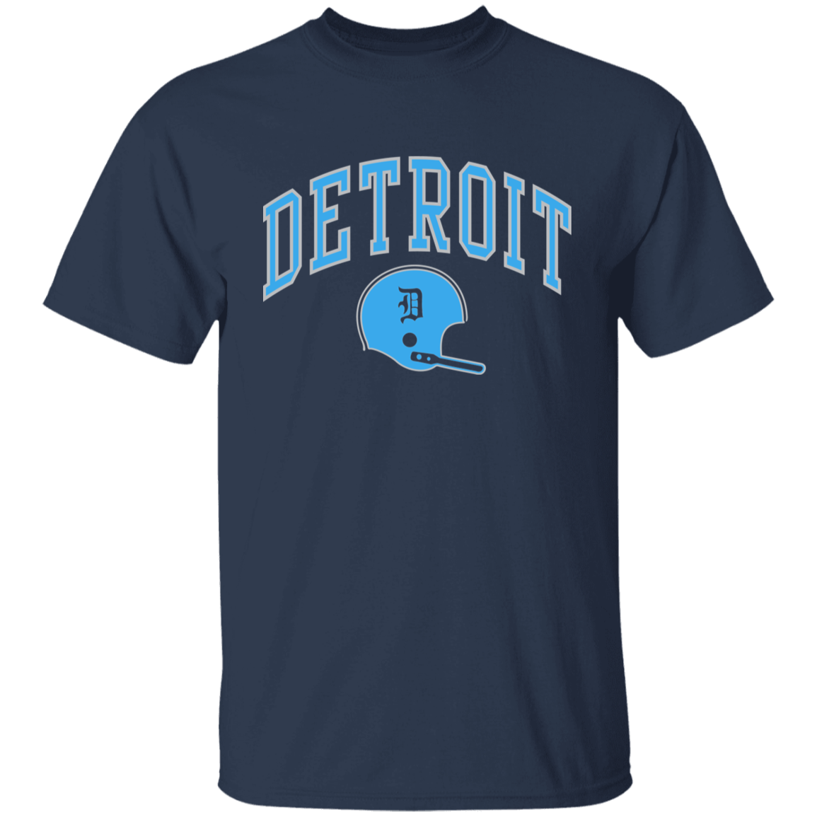 Detroit Football Helmet - Light Blue + Silver Kids Unisex Classic T-Shirt