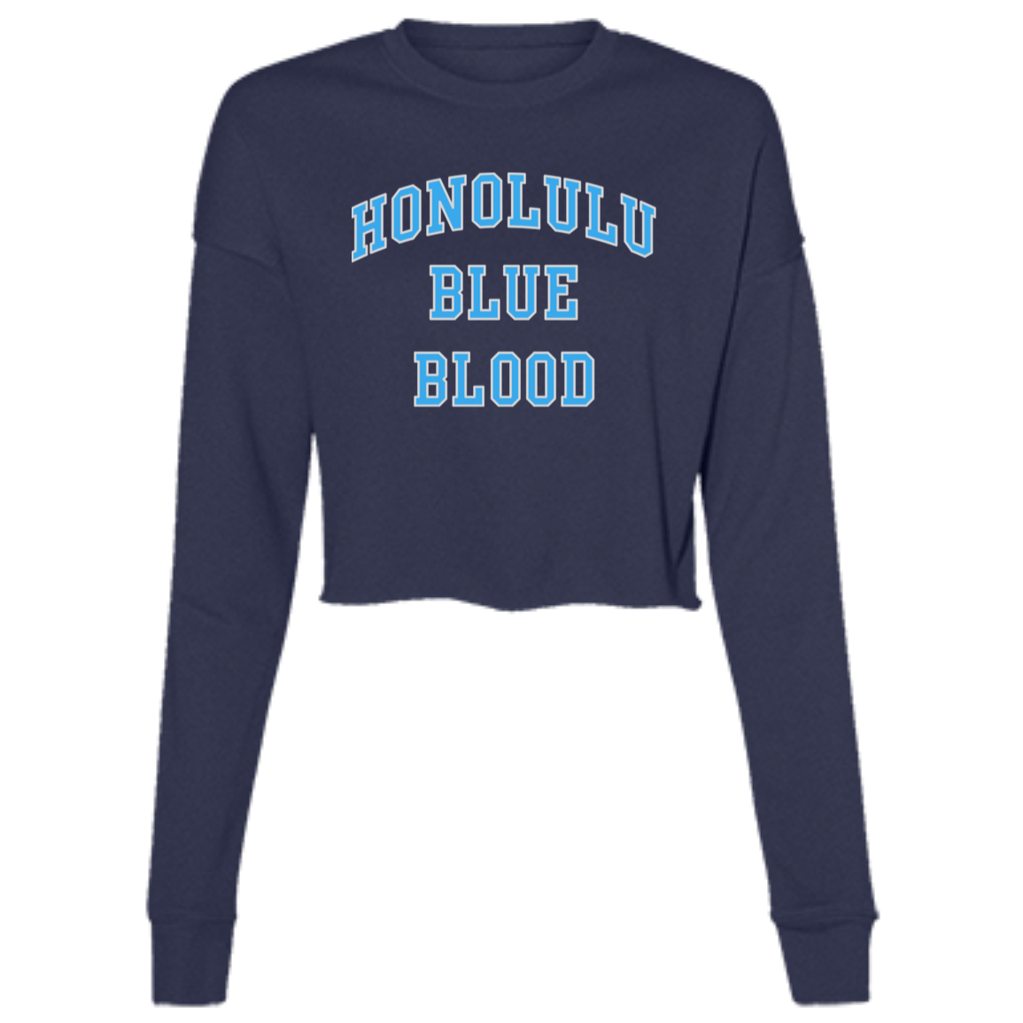Honolulu Blue Blood - Light Blue + Silver Women's Cropped Crewneck Sweatshirt