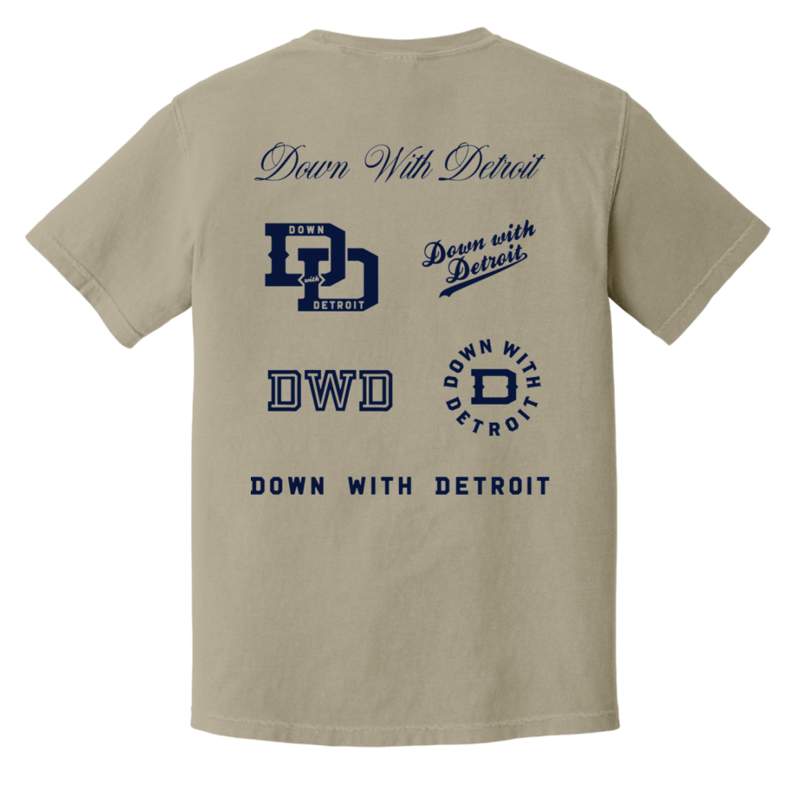 All Over Logos F - Navy Vintage Wash T-Shirt