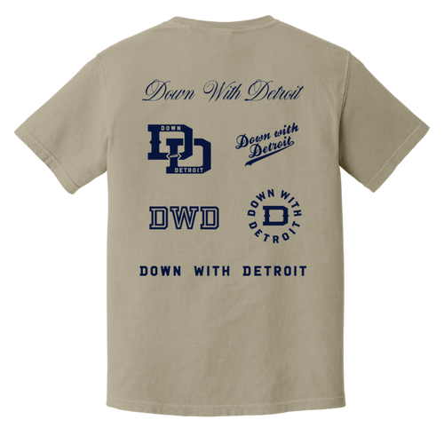 All Over Logos F - Navy Vintage Wash T-Shirt