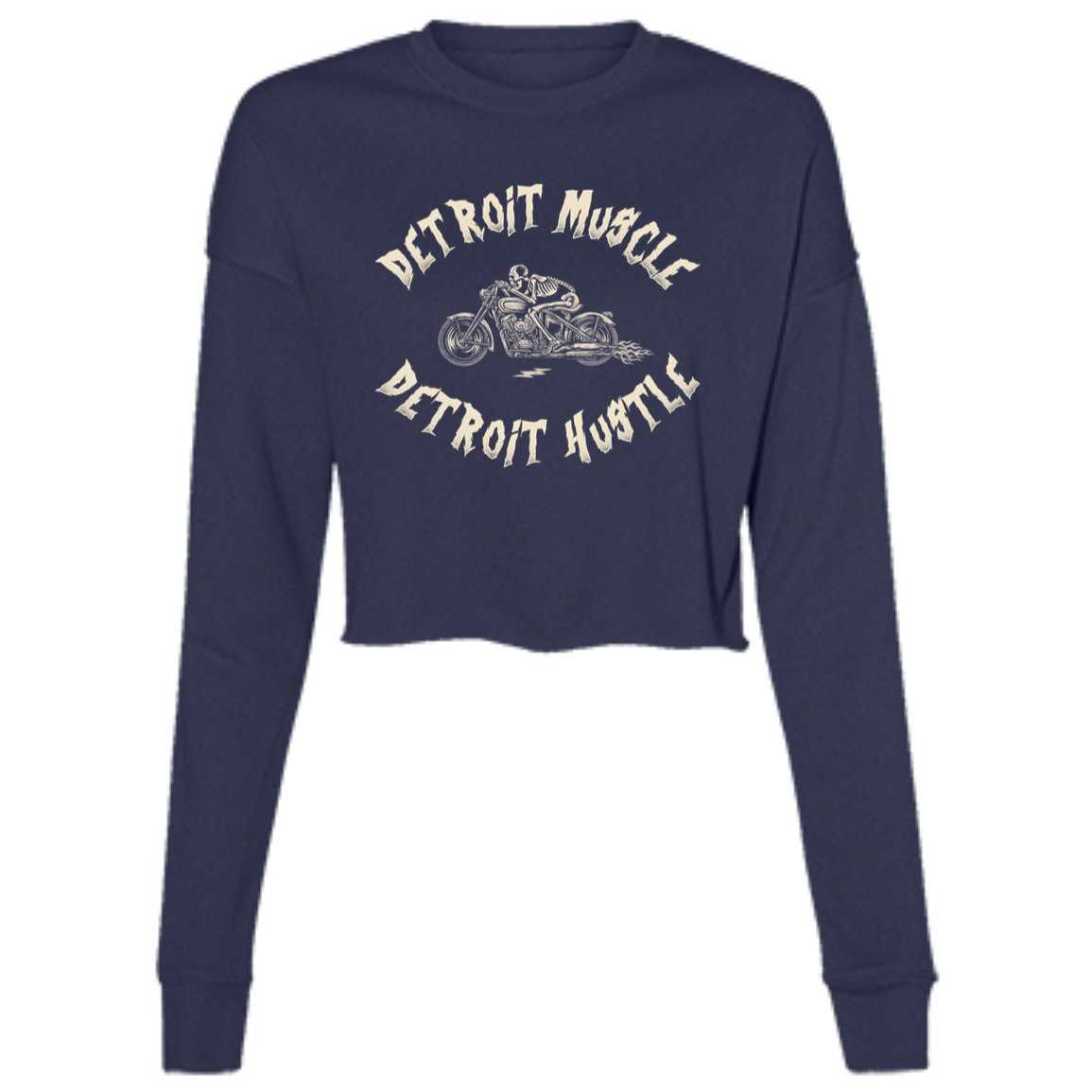 Detroit Muscle Detroit Hustle - Cream Women's Cropped Crewneck Sweatshirt