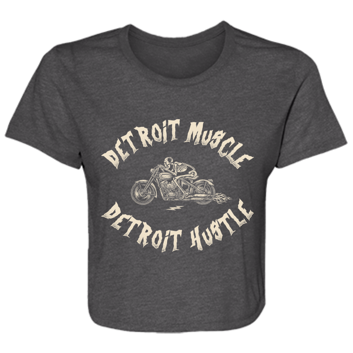 Detroit Muscle Detroit Hustle - Cream Women's Flowy Cropped T-Shirt