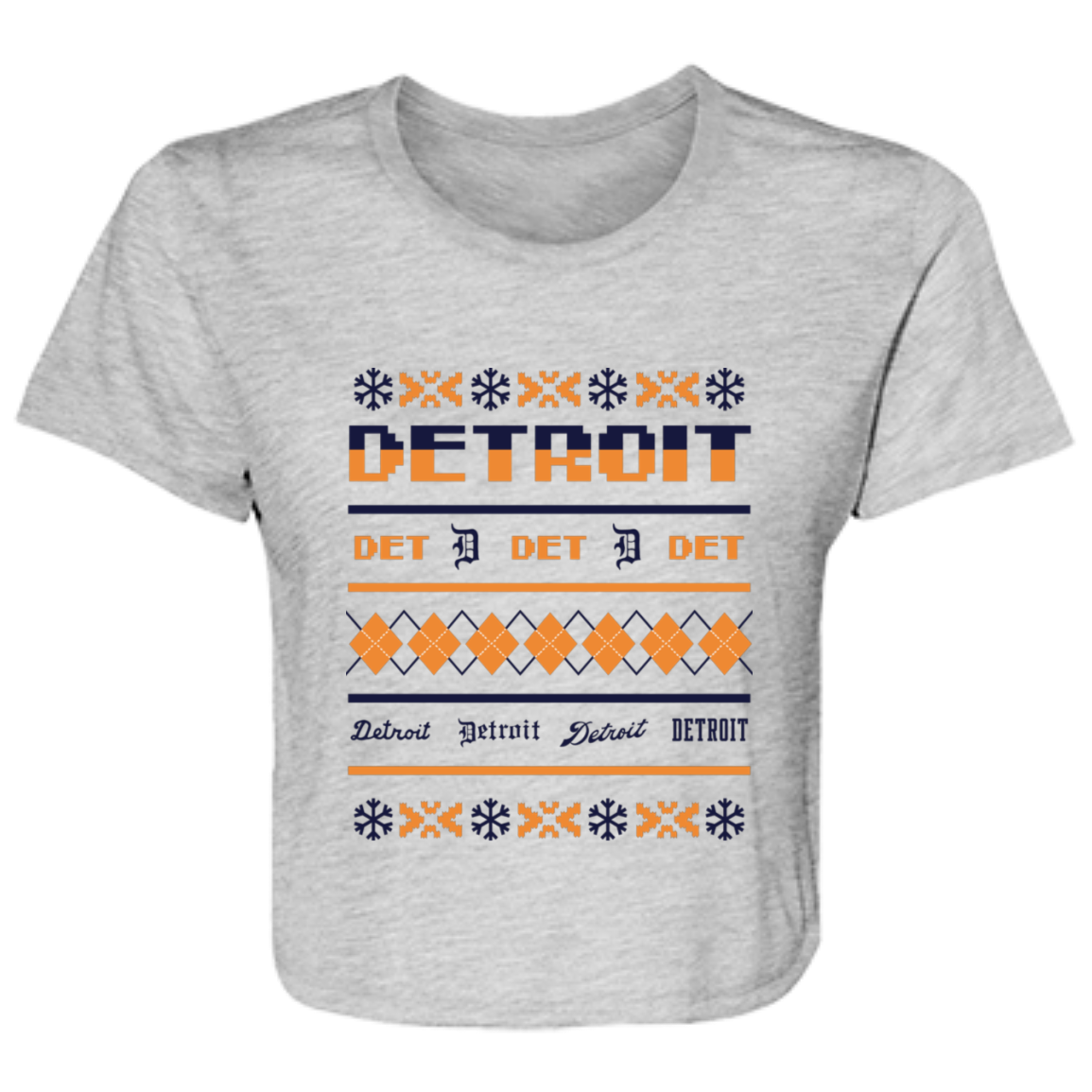 Detroit Baseball Sweater - Navy + Orange Flowy Cropped Tee