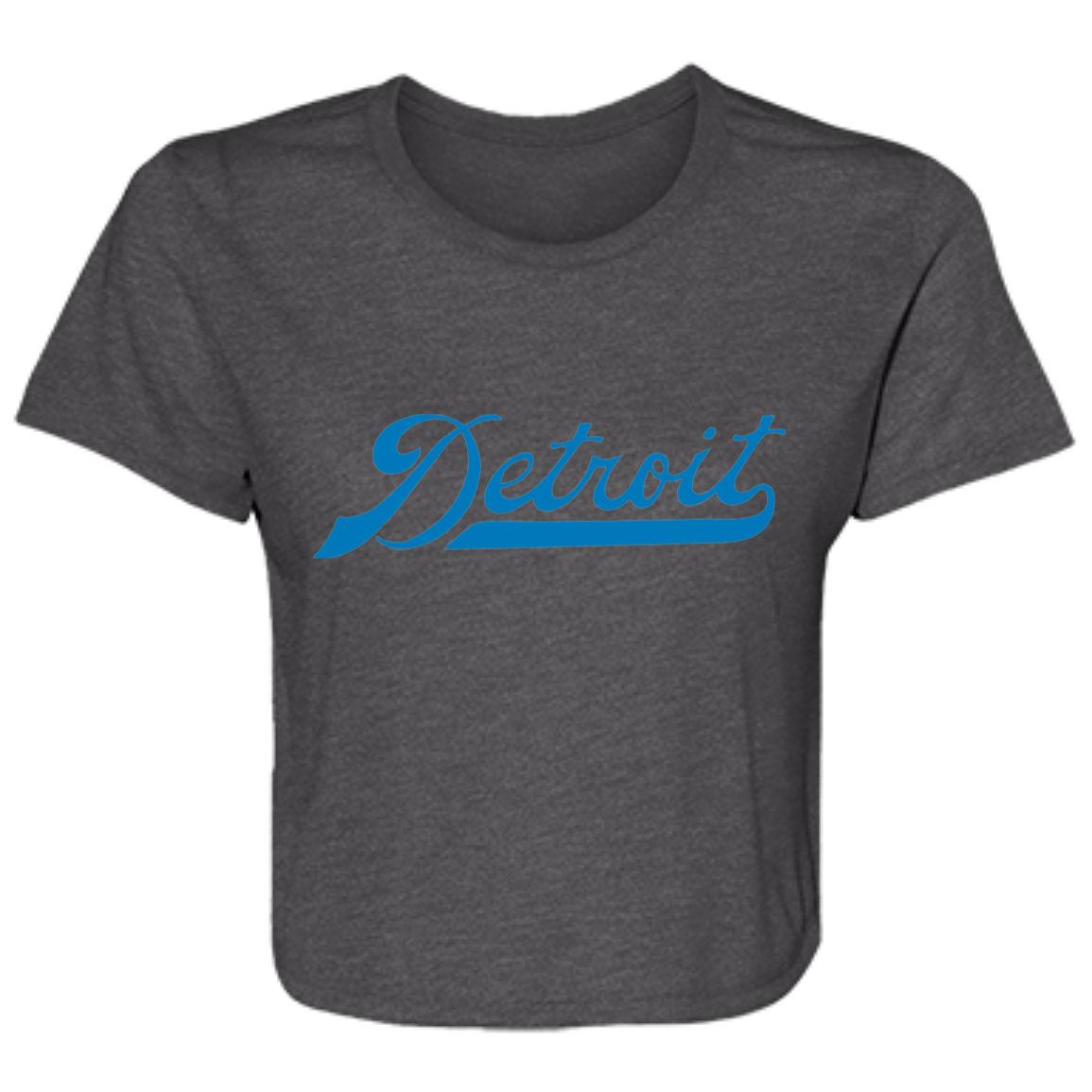 Detroit Football Script - Blue Flowy Cropped Tee