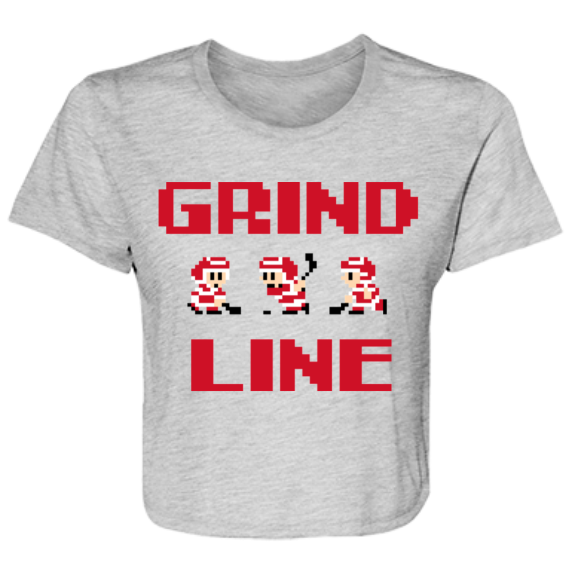 8bit Grind Line - Red + Black Flowy Cropped Tee