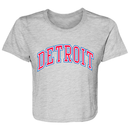 Detroit Basketball Arch - Red Flowy Cropped Tee