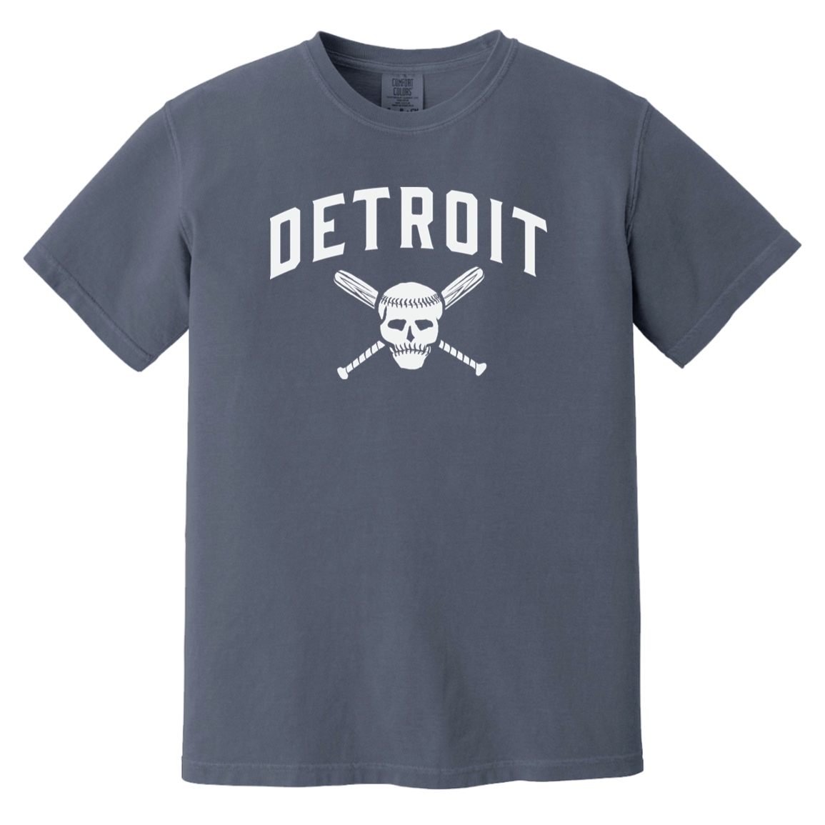 Detroit Skull and Crossbones - White Vintage Washed T-Shirt