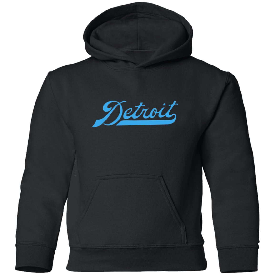Detroit Football Script - Light Blue Kids Unisex Classic Hoodie