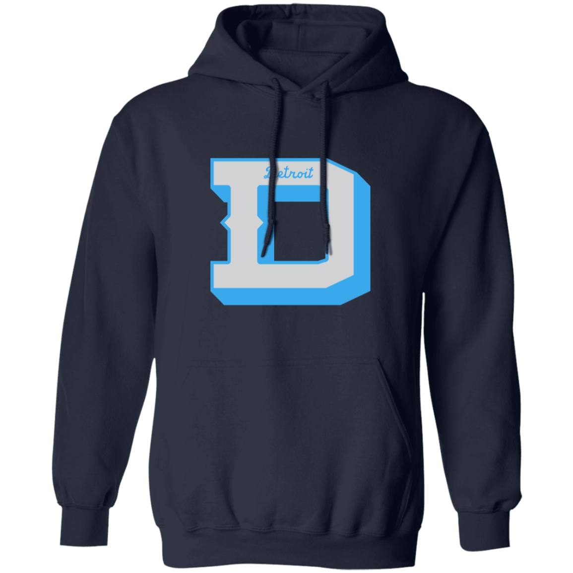 Detroit Football D - Silver + Light Blue Classic Unisex Hoodie