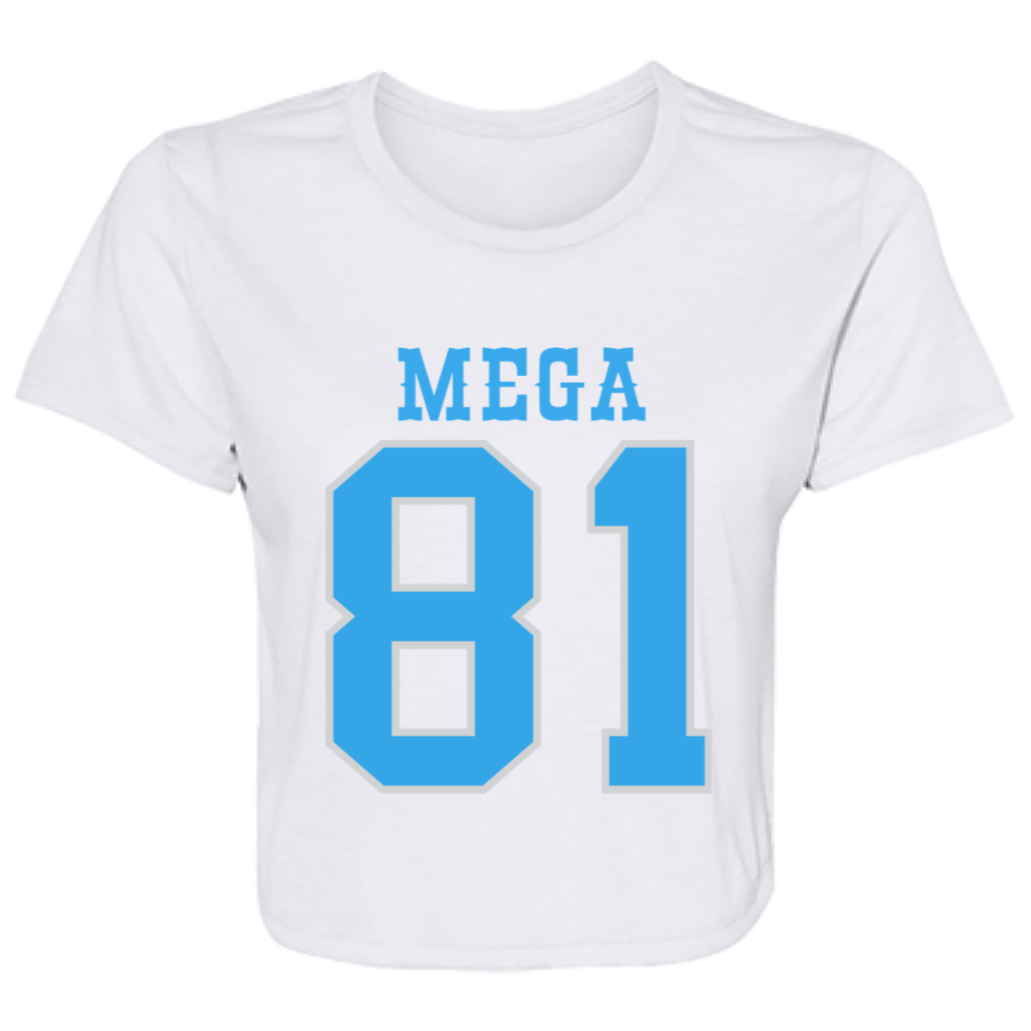 Detroit Football Number 81 - Light Blue + Silver Flowy Cropped Tee