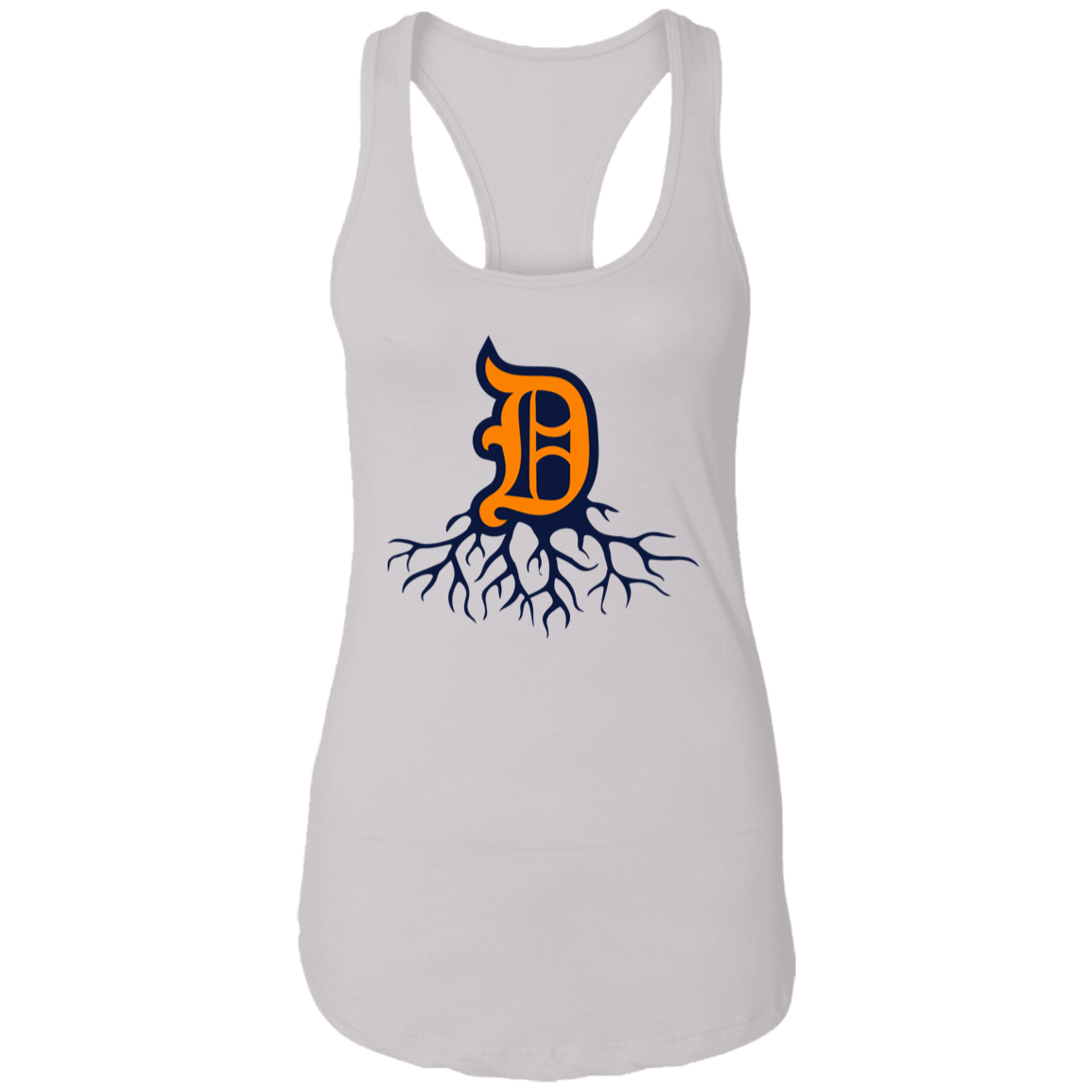Detroit Roots - Orange + Navy Women's Racerback Tank