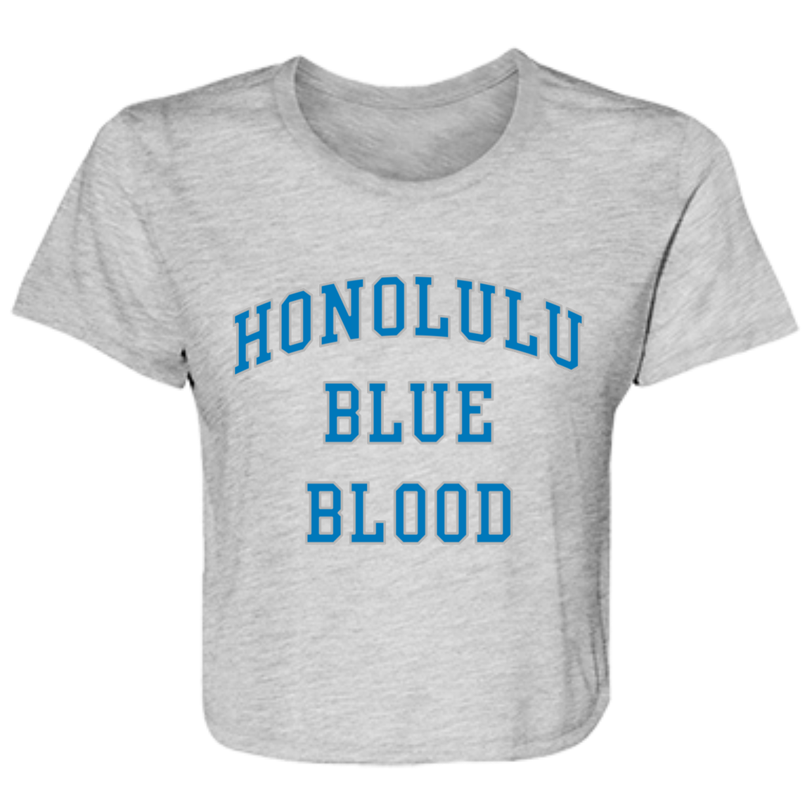Honolulu Blue Blood - Blue + Silver Flowy Cropped Tee