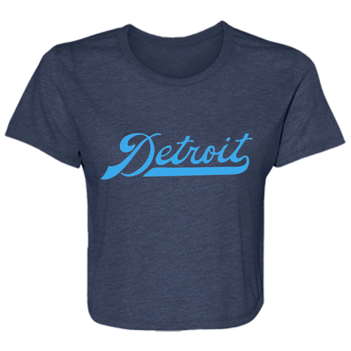 Detroit Football Script - Light Blue Flowy Cropped Tee